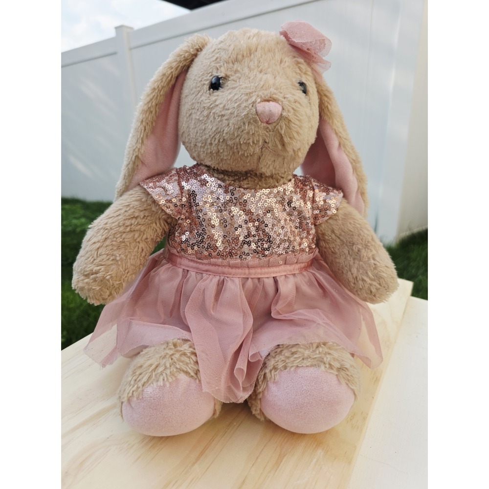Vintage Build A Bear Light Brown  Bear Plush 15" 2020 Workshop Sparkly Dress